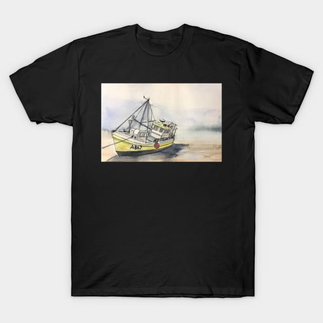 The Boat on New Quay Beach T-Shirt by bobpetcher